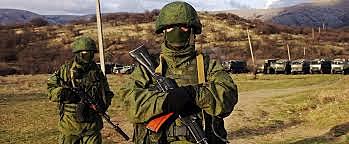 Russian Soldiers stop the truck for payment