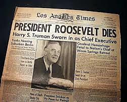 President Roosevelt dies at his retreat in Warm Springs, GA