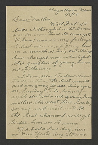 Letter to Father from Forbes Allan, meets his brother