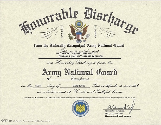 Buckles gets an Honorable Discharge