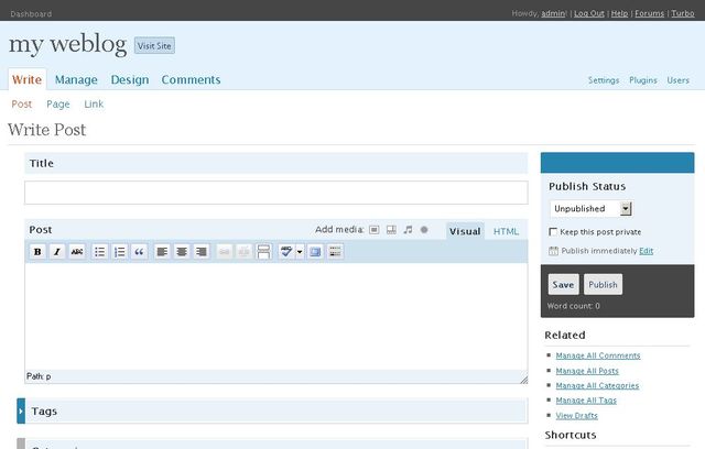 WordPress 2.6  "TYNER"