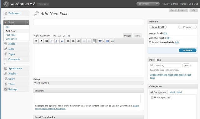 WordPress 2.8 y 2.8.6  "BAKER"