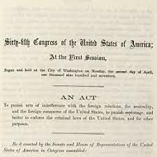 Congress passes the Espionage Acts