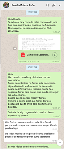Se le envía el documento de cambio de secretario