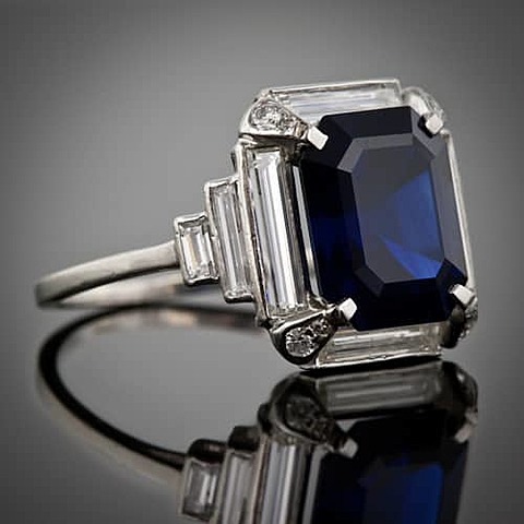 "5.00 Carat Art Deco Saphire and Diamond Ring," Cartier, C.1930