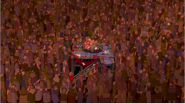 Outraged at Quasimodo for attending the Festival of Fools, Frollo refused to help Quasimodo when the crowd was humiliating him, started by a couple of Frollo’s soldiers.