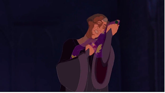 Frollo developed a lustful obsession with Esmeralda and declared to either make her his lover or have her burned.