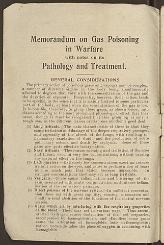 Gas Poisoning in Warfare