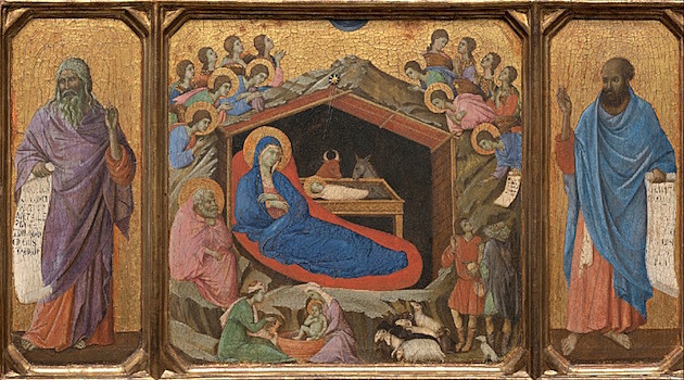 Duccio, The Nativity with the Prophets Isaiah and Ezekia (early medieval)
