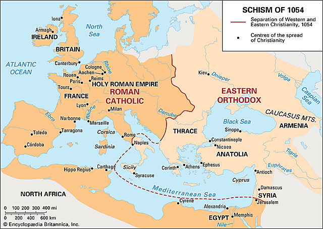 Christian Church divides into east and west branches