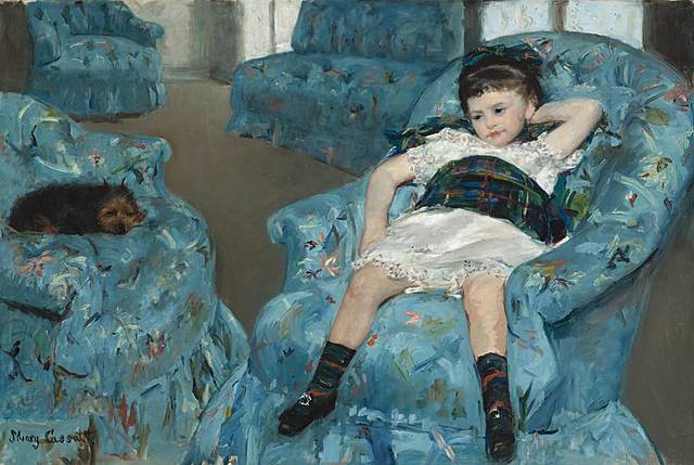 Niña en sillón azul | Mary Cassatt