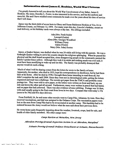 Biographical information for James E. Hoskins