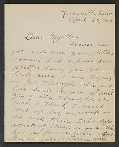 Letter to Myrtle from Henry McNutt, Knoxville. Tenn.