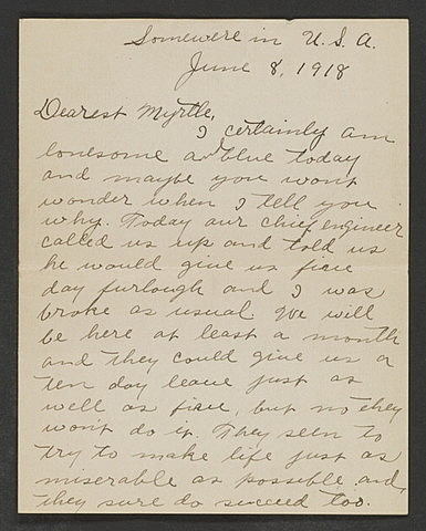 Letter to Myrtle from Henry McNutt