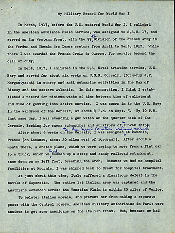 Military Record - Longshaw Porritt
