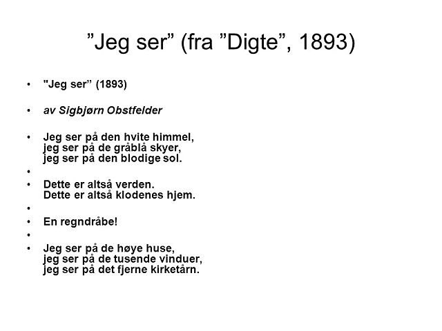 Jeg Ser av Sigbjørn Obstfelder