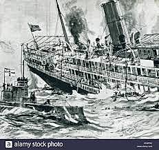 First Passenger Ship Sinks, the British Liner Falaba
