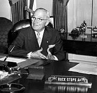 this is when he was in office. April 12, 1945 – January 20, 1953