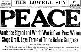 Germany and the Allies conclude an armistice based largely on Wilson’s Fourteen Points