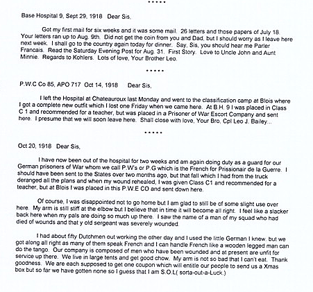 Leo Bailey Leaves Hospital, Place in Prisoner of War Escort Company