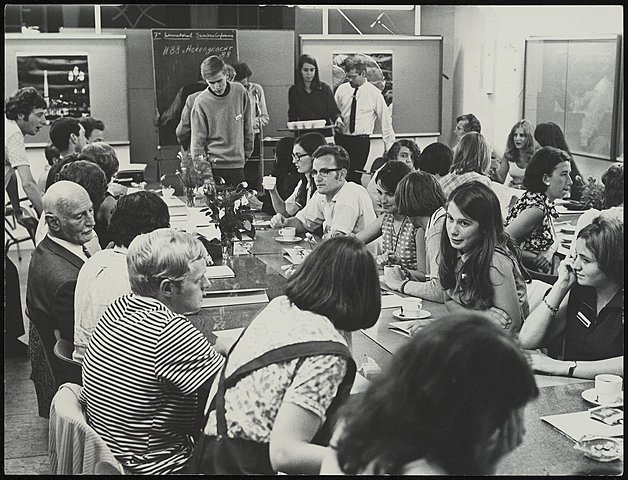 Otto Frank during a youth conference at the Anne Frank House
