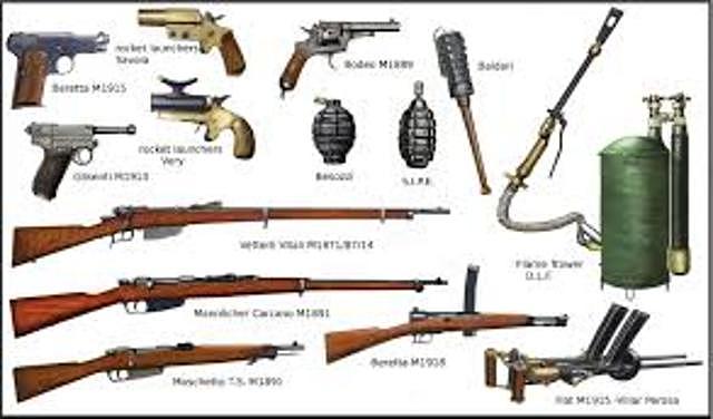 The weapons used in world war 1