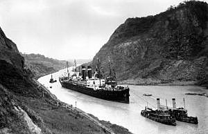 The Panama Canal is completed and opened for traffic