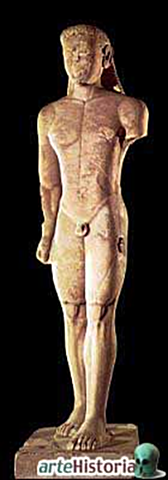 Arte Griego. Kurós de Cabo Sunion. Museo de Atenas. Periodo Arcaico