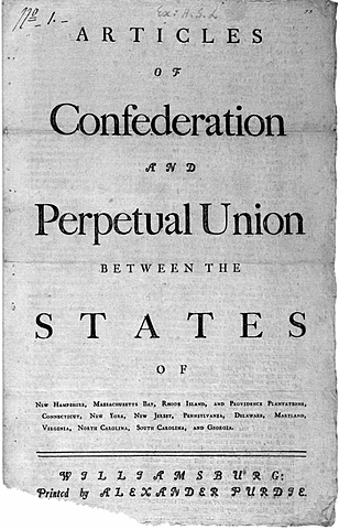 The Articles of Confederation are written
