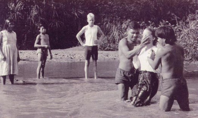 Kathy and Stephen Saint are baptized at Palm Beach.