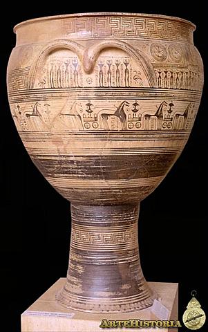 Arte Griego. Crátera monumental de Dípylon . Periodo Geométrico
