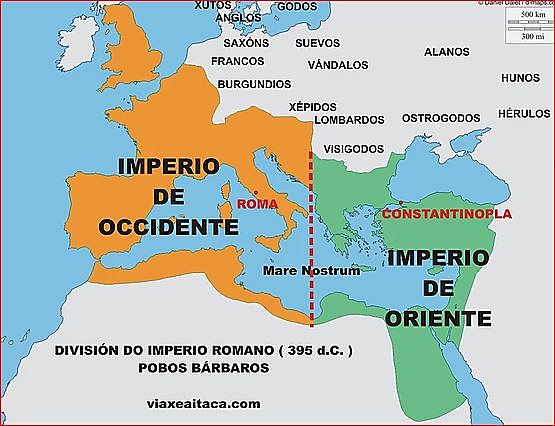 Division del Imperio Romano Occidente y Oriente