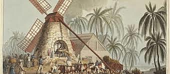 Earliest records of sugar production in Jamaica, later a major sugar producing region of the British Empire. Sugar production is rapidly expanding throughout the Caribbean region at this time - with the mills almost exclusively worked by African slaves