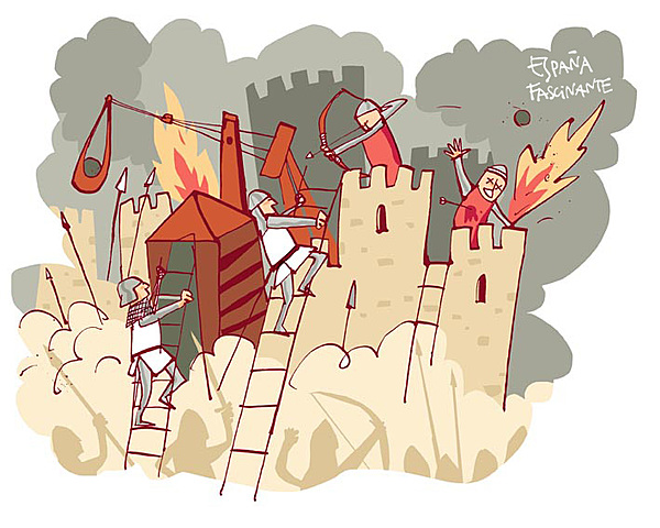 Destruccion del antiguo castillo medieval de San Cristobal