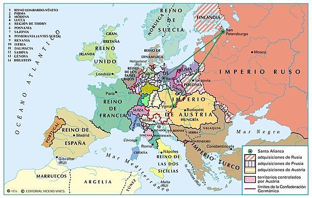 El Congreso de Viena reforma el mapa europeo