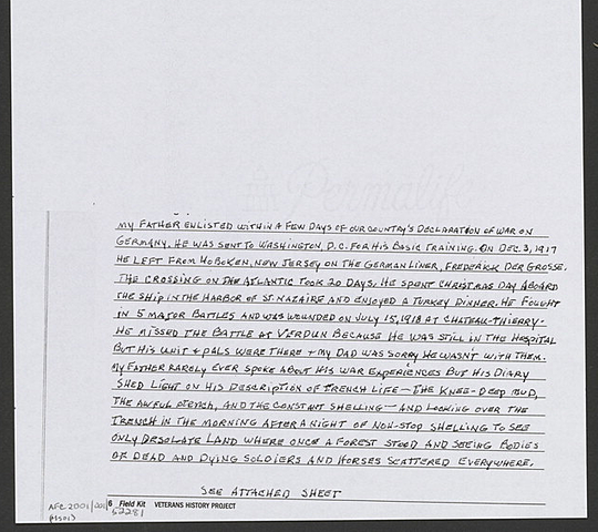 Letter writing about his father