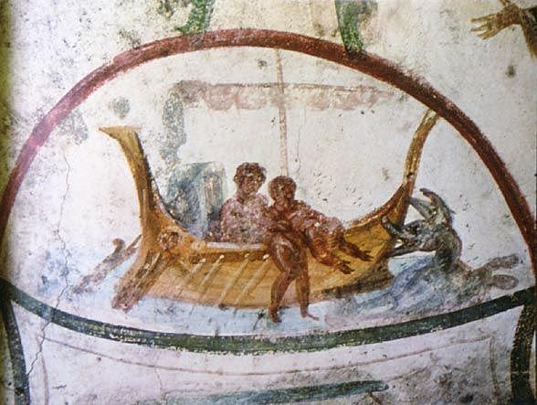 Jonas jeté à la mer catacombe Saint Pierre-et-Marcelin Rome IVe