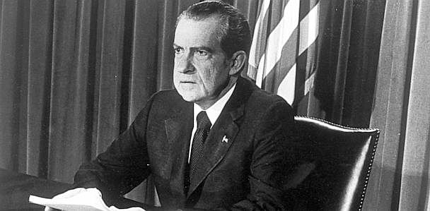 President Nixon resigns.