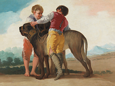 Niños con perros de presa, Francisco de Goya. Dibuixos per Tapissos.