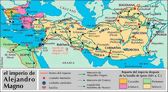 El imperio de Alejandro Magno.