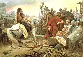Brutus and Cassius are against Antony and Octavius in war.