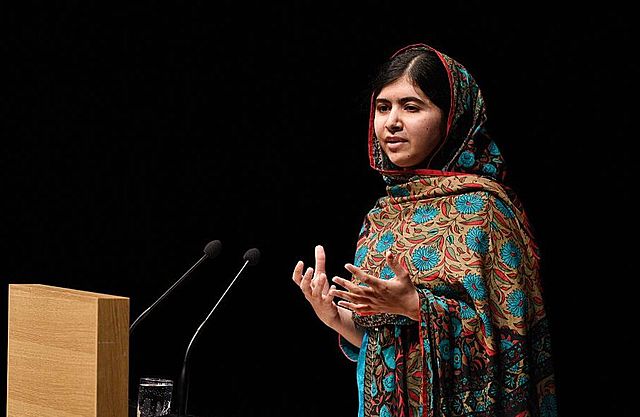 Malala gives her first speech at the age of eleven