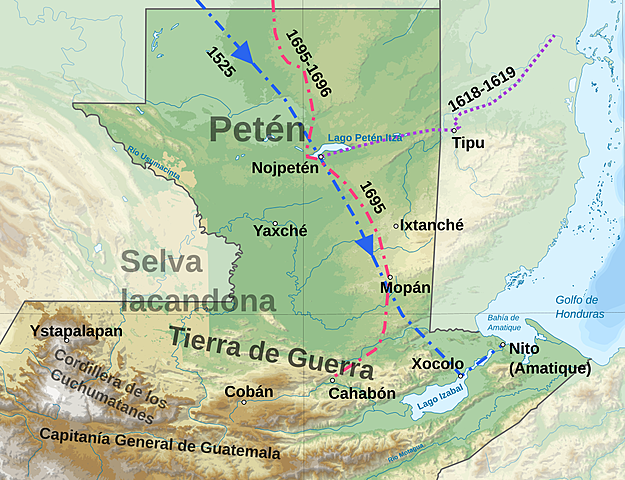 Conquista de los indígenas de la región del Petén Itzá.