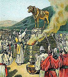 Aaron makes a golden calf, which Israel worships