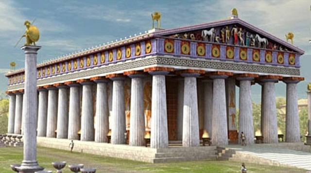 Construcción del templo de Zeus en Olimpia