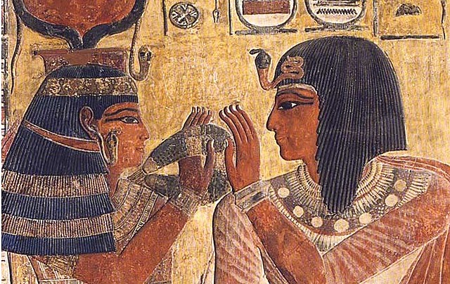 Arte Egipcio. Bajorrelieve de Seti I y la diosa Hathor. Imperio Nuevo.