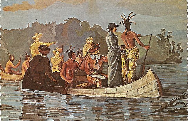 Father Jacques Marquette and Louis Joliet arrive in Arkansas