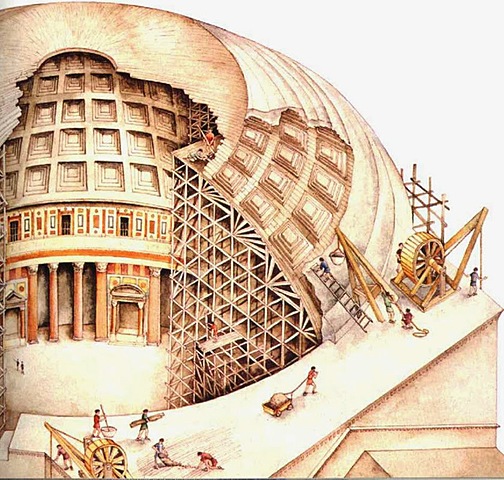 Construcción del Partenón en la acrópolis de Atenas