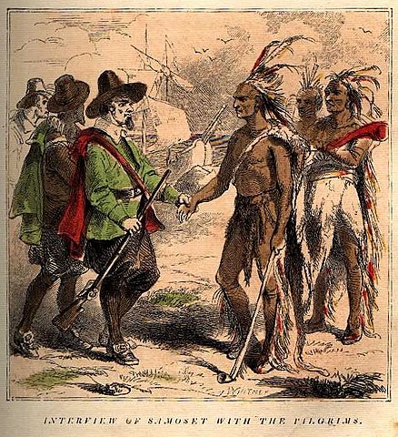 FIRST PROPER MEETING BETWEEN WAMPANOAGS AND PILGRIMS