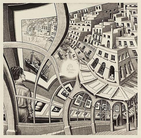 Prof - Perspective(s) / Maurits Cornelis Escher - "Galerie d'impressions" (lithographie, 31,9 x 31,7 cm)